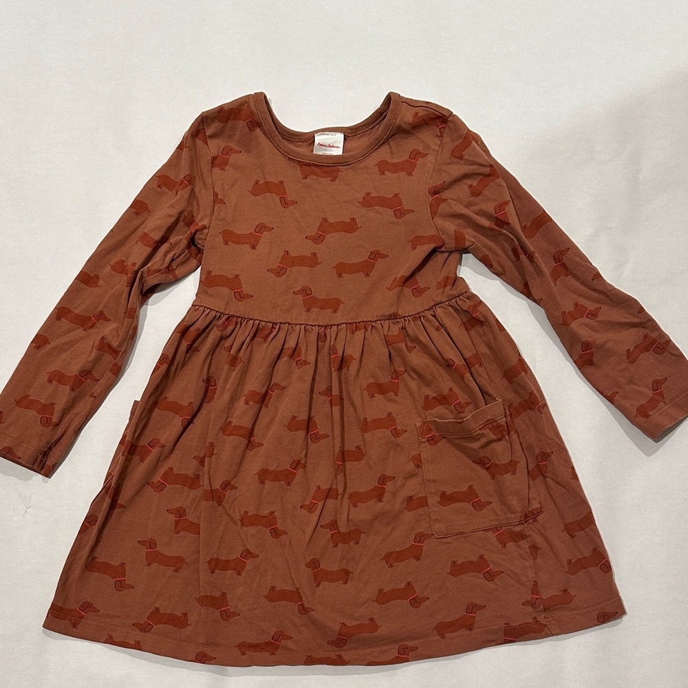 Hanna Andersson Brown Dog-Patterned Kids Dress